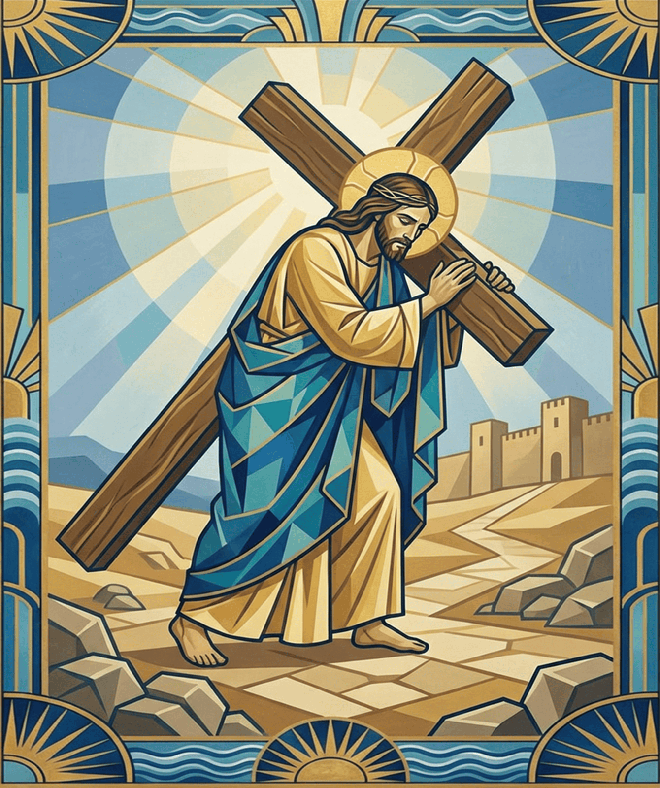 Holy Family High school mural acoustical panel concept design