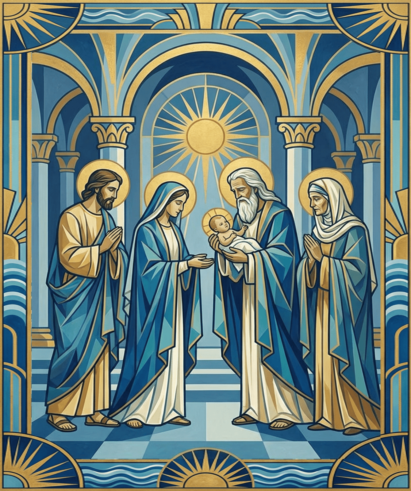 Holy Family High school mural acoustical panel concept design