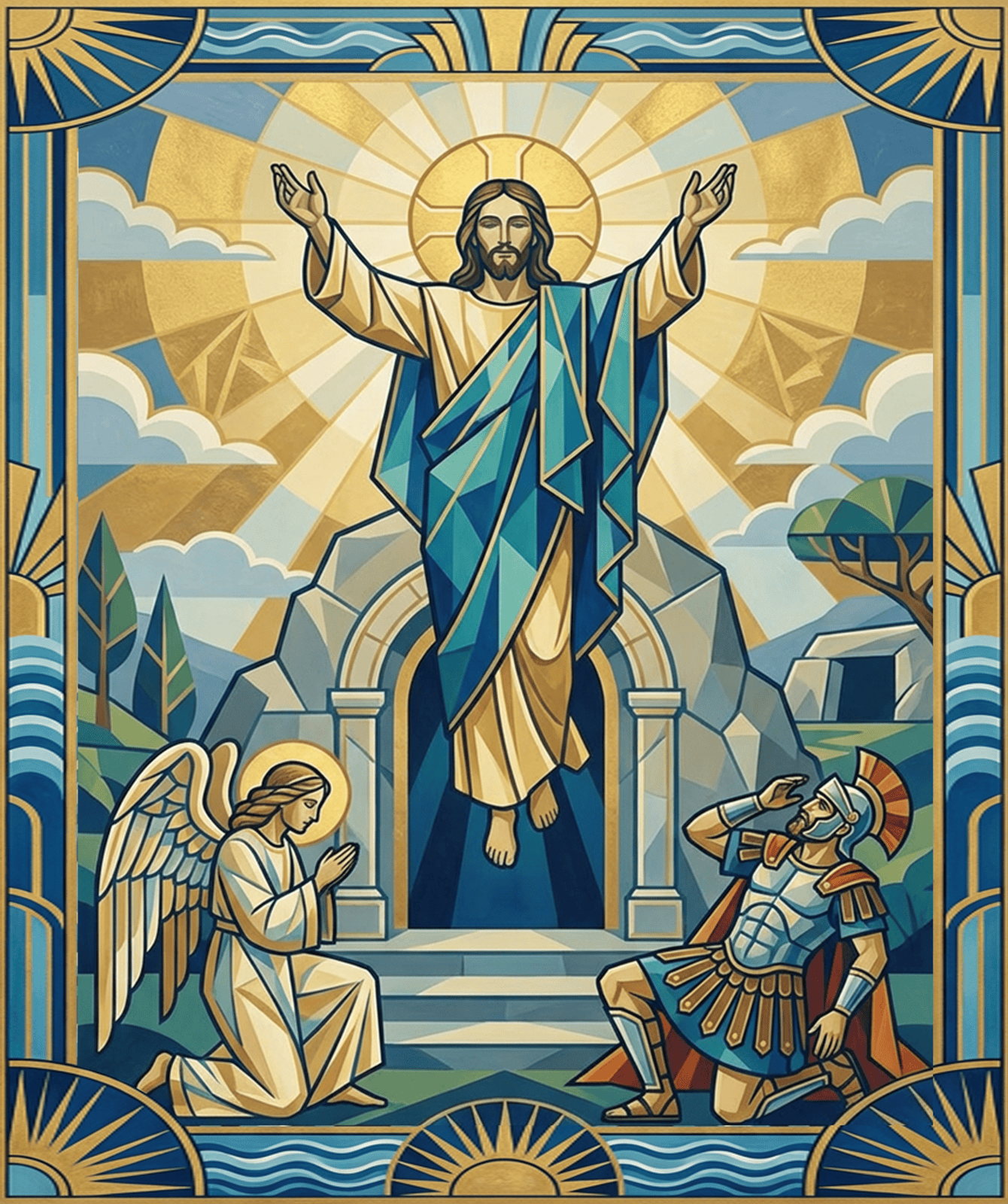 Holy Family High school mural acoustical panel concept design