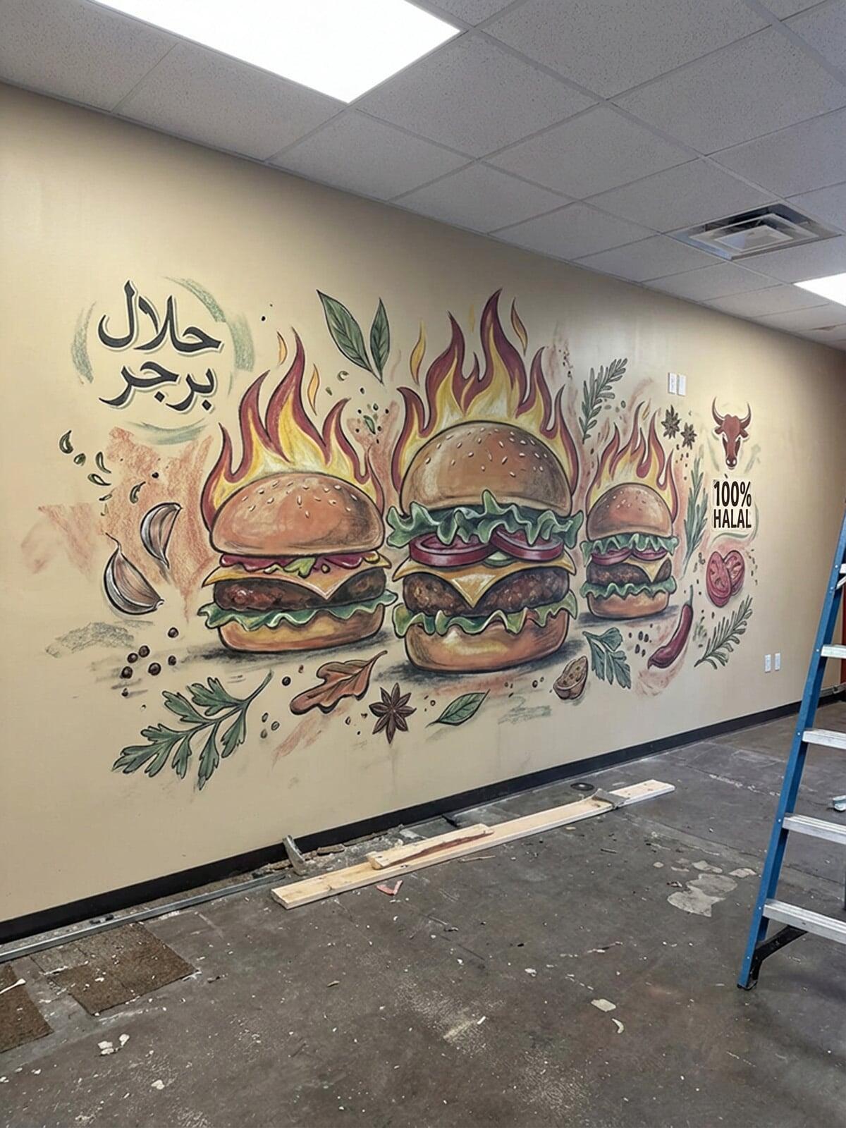 Hal Hal Burgers Mural Design