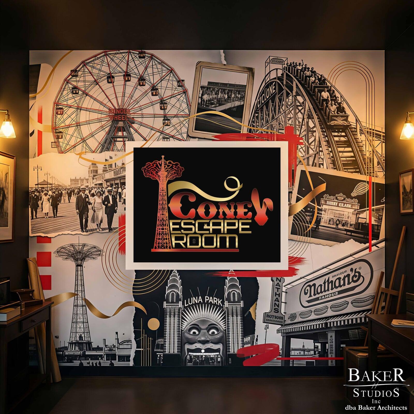 Coney Escape Room Mural Concept Designs